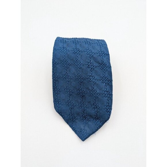 Vintage 60s 70s Men's Tie Guardsman Blue Textured Polyester Necktie - Picture 2 of 12